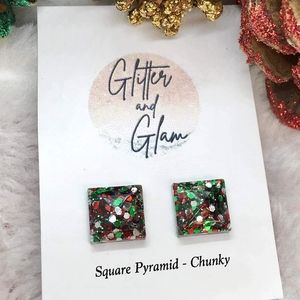 Christmas glitter stud earrings